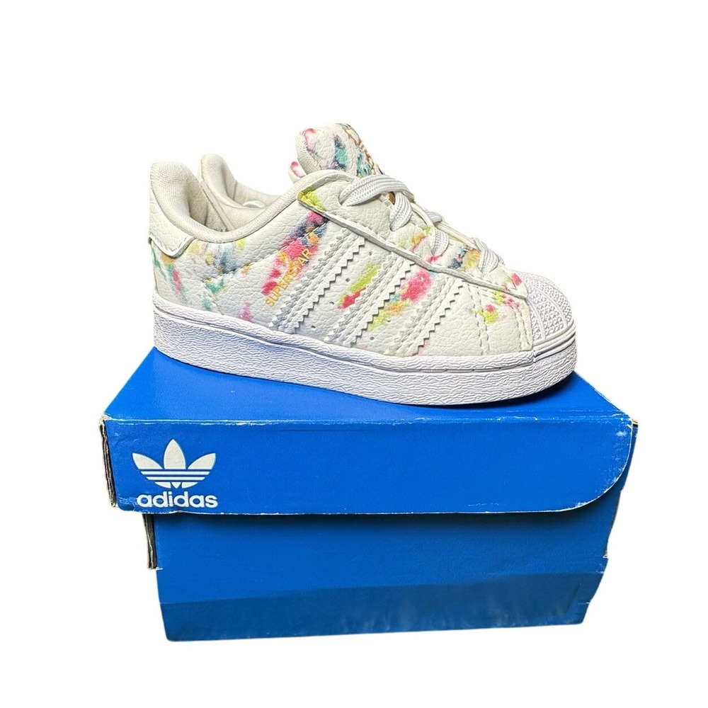 Adidas Superstar Infant White Multicolor Floral GX5410 Toddler Size 5K 5C